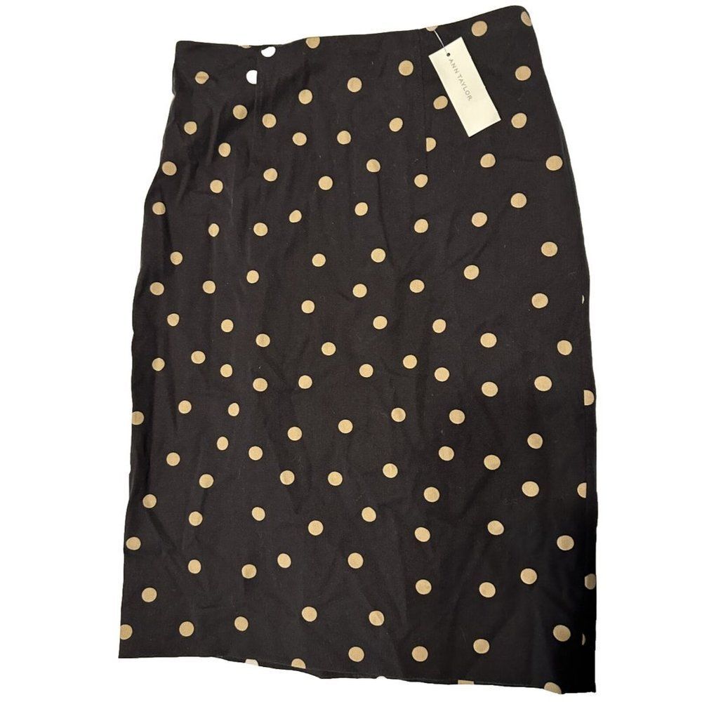 NWT Ann Taylor Woman’s Sz 0 Straight pencil Skirt Zip Polka Dot Business Stretch